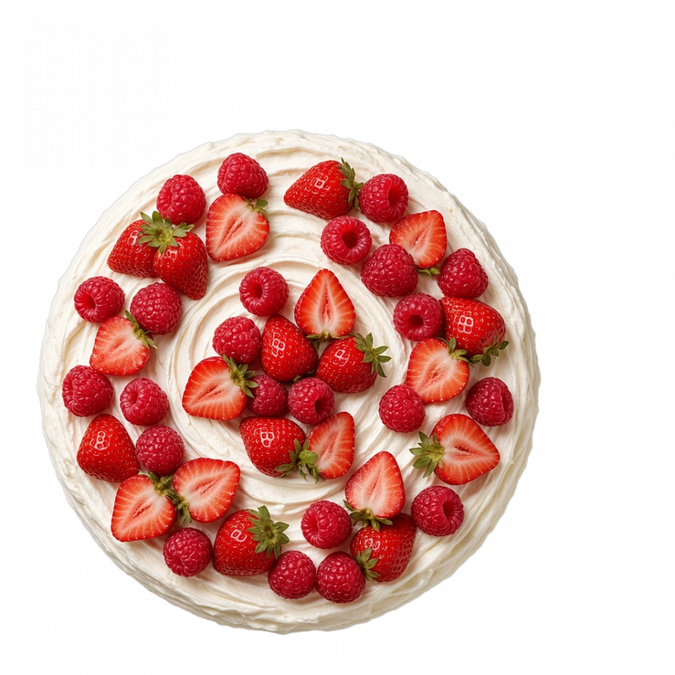 Торт с кремом и ягодами